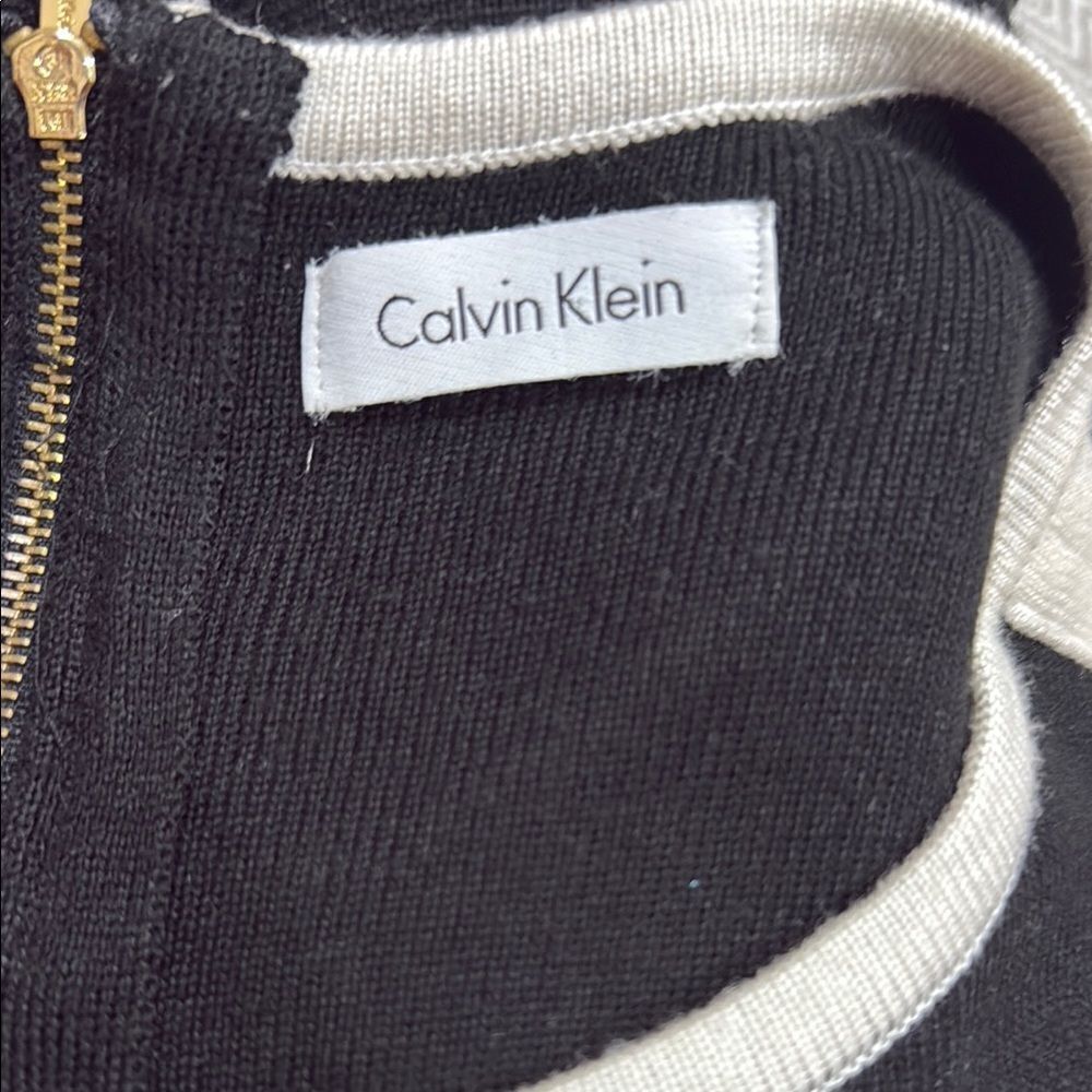 Calvin Klein Elegant Black and White Sleeveless Knit Dress Size Large - Picture 3 of 4